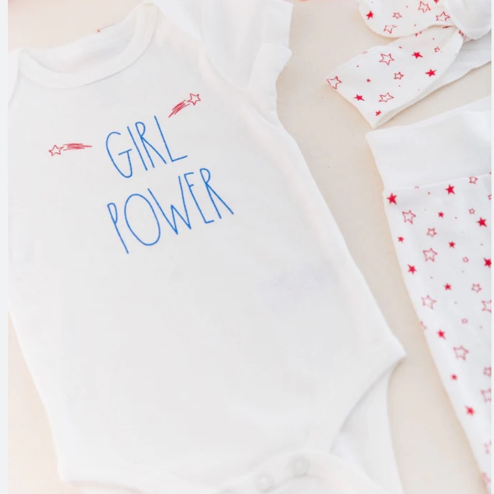 NWT Rae Dunn Outfit + Headband Baby Bundle Set New